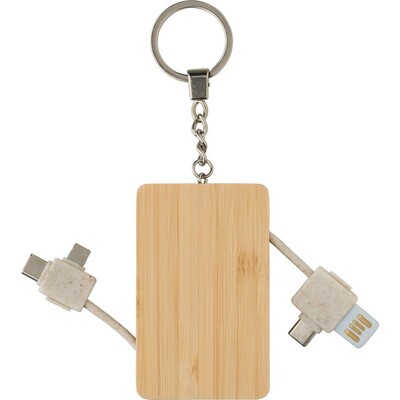 Charging cable, bamboo keychain