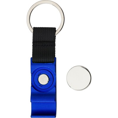 Keyring with shopping cart coin, bottle opener