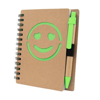 Notebook approx. B7 "smiling face" with ball pen | Dylan