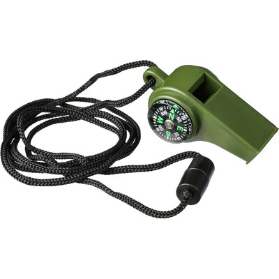 Whistle with compass and thermometer